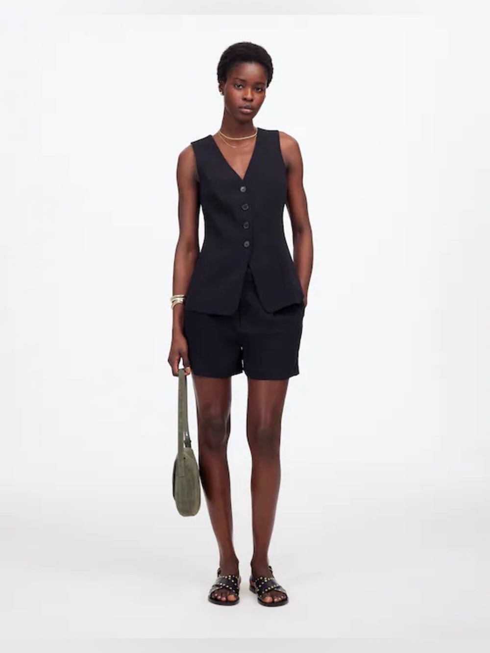 Madewell Black Tailored Buttoned Vest